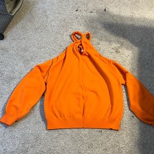 Orange cold shoulder long sleeve sweater